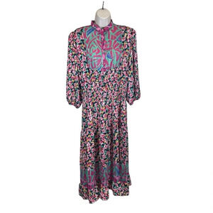 Vintage Fiona Na cottagecore floral maxi dress ruffled hem art to wear large